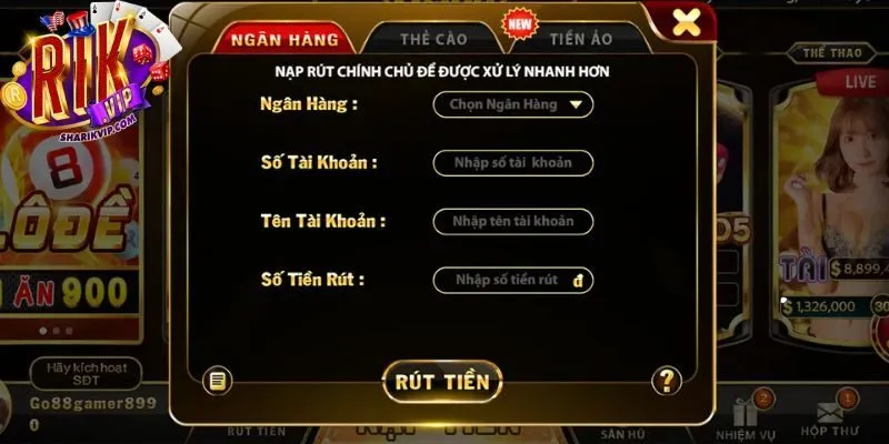 Hướng dẫn nạp tiền Rikvip qua ngân hàng cực dễ dàng